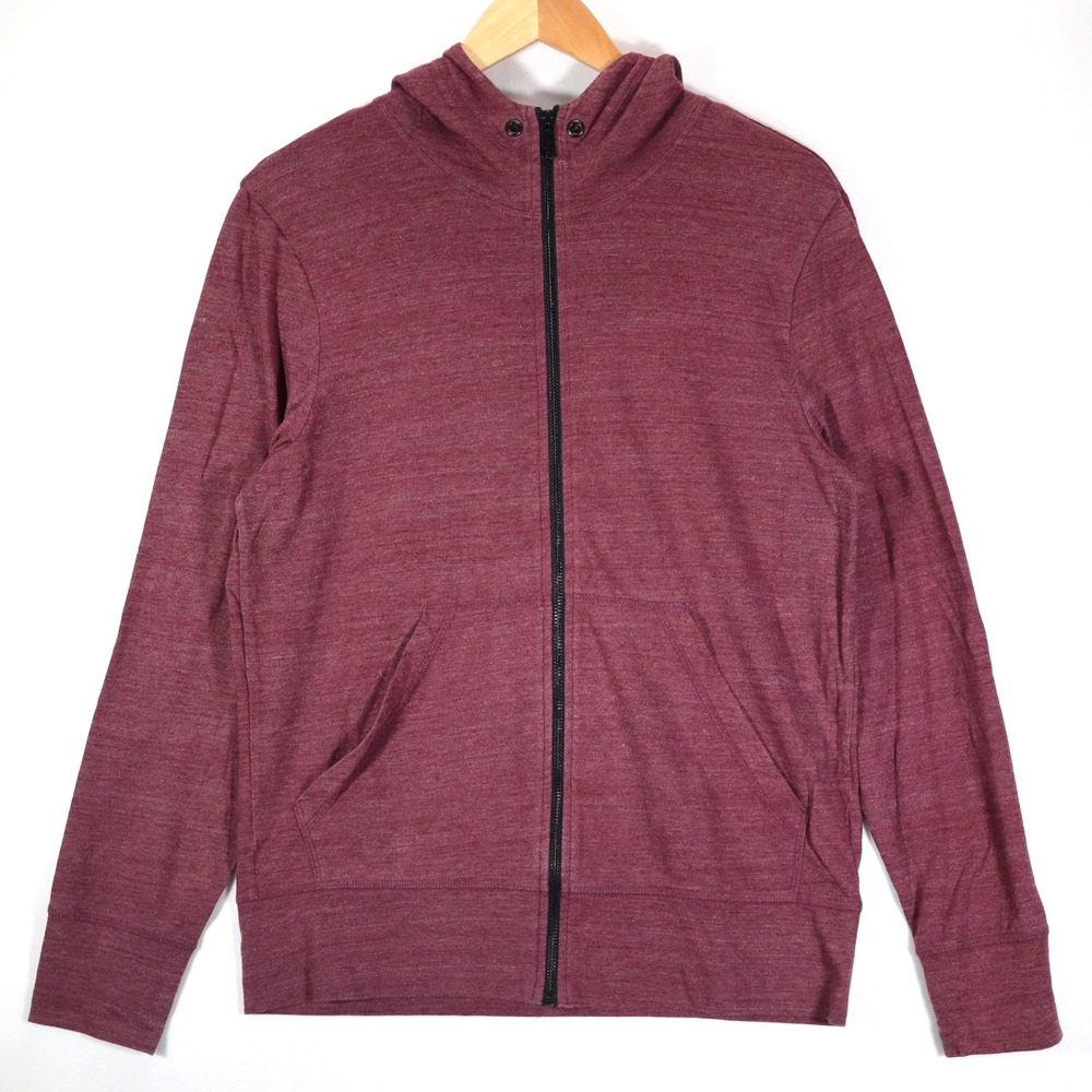 American Giant Zip Hoodie Mens M Maroon Heathered Tri-Blend Casual Made in USA